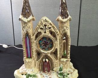 Rare Find Blue Sky Clayworks Kingdom Church Stained Glass Cathedral