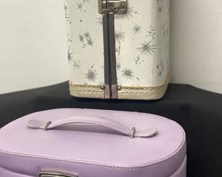 Vintage Metal White Silver Star Doll Wardrobe With Lavender Jewelry Travel Case