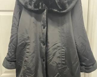 Jones New York Black Faux Fur Reversible Winter Coat