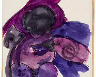 57
Francisco Toledo
(1940-2019, Mexican)
Purple abstract
Watercolor on paper
Signed in pencil lower right: Toledo
Sheet: 10.625" H x 8.25" W
Estimate: $1,000 - $1,500