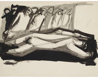 30
José Luis Cuevas
(1934-2017, Mexican)
Figure study, 1953
Watercolor and ink on thick paper
Signed and dated in pencil upper right: Cuevas 53
Sheet: 16.75" H x 23" W
Estimate: $400 - $600