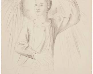 215
Jesús Guerrero Galván
(1910-1973, Mexican)
"Niño," 1962
Charcoal on Arches paper
Signed and dated lower right: J. Guerrero Galván / 1962; titled by repute
Sheet: 30" H x 22" W
Estimate: $500 - $700