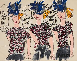 239
20th/21st Century Contemporary School
"Vogue 4"
Acrylic on canvas
Signed lower right: Bosco; signed again and titled verso
42" H x 54.5" W
Estimate: $700 - $900