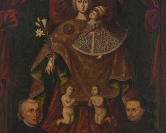 68
18th Century Spanish Colonial School
"Our Lady of the Forsaken (Nuestra Señora de los Desamparados)"
Oil on canvas
Unsigned; titled by repute
52" H x 40.5" W
Estimate: $3,000 - $5,000