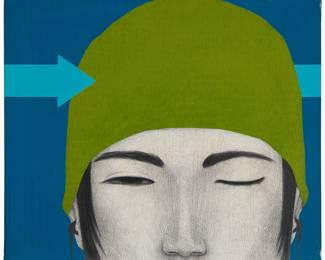 236
Akira Chinen
(b. 1982, Japanese/Peruvian)
Portrait with a green hat
Acrylic and graphite on canvas
Signed in pencil, verso: Akira Chinen
19.5" H x 23.5" W
Estimate: $200 - $400