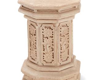 242
A stone columnar pedestal
20th century
The octagonal pedestal with floral motifs to each side
18.25" H x 13.25" W x 12.5" D
Estimate: $100 - $200