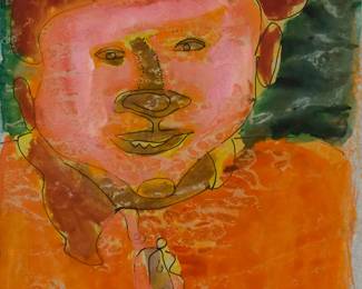 56
Francisco Toledo
(1940-2019, Mexican)
"Cabeza," 1963
Watercolor and ink on thin paper
Signed in ink lower right: Toledo; titled by repute; dated on a gallery label affixed to the frame's backing board
Image/Sheet: 12.625" H x 9.375" W
Estimate: $2,000 - $3,000