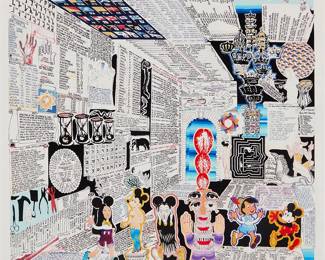 150
Pedro Friedeberg
(b. 1936, Mexican)
"Códice Miguelito III"
Giclée in colors on paper in artist's frame
Edition: 24/30
Signed and numbered in pencil in the lower margin: Pedro Friedeberg
Image: 26.25" H x 26" W; Sight: 27.5" H x 27.5" W
Estimate: $600 - $800