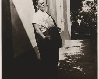 20
Emmy Lou Packard
(1914-1998, American)
"Frida in Doorway," 1941
Photograph on paper
Edition: 11/20
Signed, dated, and numbered in pencil in the lower margin: Emmy Lou Packard / 1941; titled by repute
Image: 7.625" H x 7.5" W; Sheet: 9.875" H x 8" W
Estimate: $1,000 - $1,500