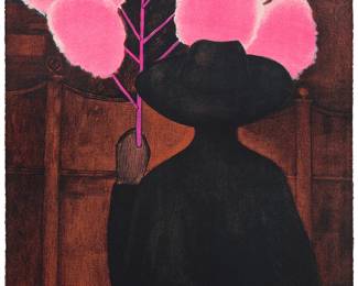 162
Gustavo Montoya
(1905-2003, Mexican)
"Algondonero," 1985
Lithograph in colors on wove paper, watermark Creysee France
Edition: 96/100
Signed, dated, and numbered in pencil along the lower edge: Gustavo Montoya / 85; Kyron, Mexico, pub., with their blindstamp lower right; inscribed "GM270-100" in ink, in another hand, on the verso of the right corner
Image/Sheet: 30" H x 22.5" W
Estimate: $400 - $600