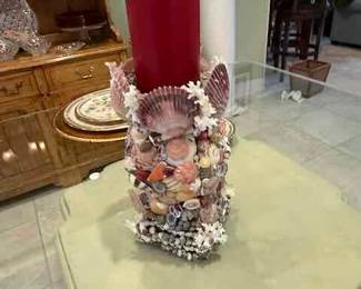 Pair of Shell encrusted Candle holders