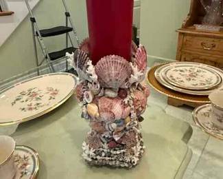 Pair of Shell encrusted Candle holders