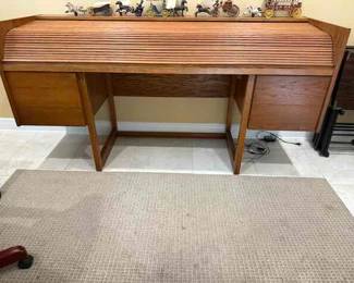 Vintage MCM Desk with Tambour Top from  Mutual Federal Bank Pensacola 