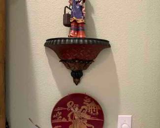 Decorative Plate, Wall Sconce and Figurine