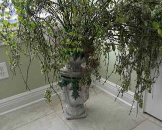 Glazed terra cotta stand and planter( has some chips)