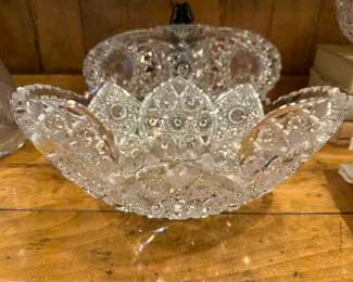 Heavy  cut crystal oval bowl