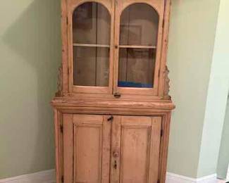 Antique Pine Cabinet with glass Doors