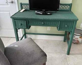 Green Wicker Desk 