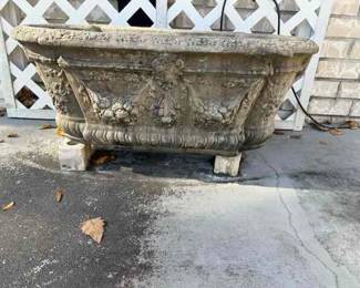 Large Ornate Concrete Planter 