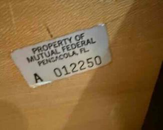 Vintage MCM Desk with Tambour Top from  Mutual Federal Bank Pensacola 