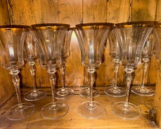 set 10 Jamestown Clear With Gold Rim Wine Glasses