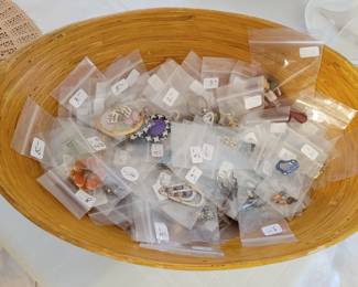 Pins, earrings, etc.