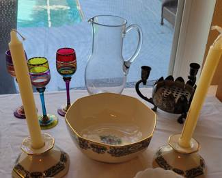 Lenox Autumn bowl & candlesticks