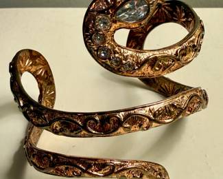 Vintage Snake Coil Bracelet with Cubic Zirconias