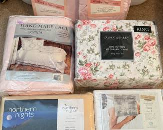 Assorted king size sheets and pillowcases (new)