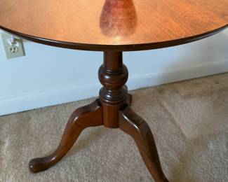 Queen Anne style pecan wood side table