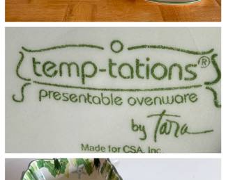 Temptations by Tara "Cardinal Holly" and "Hometown Christmas" bakeware
