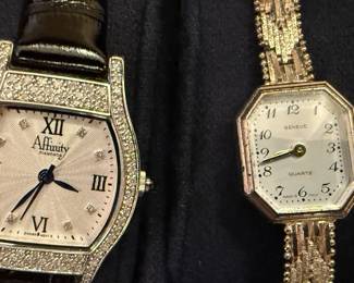 Affinity Diamonds Diamond Accent Watch and Geneve Quartz Sterling Silver Italian Watch