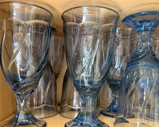 Noritake Sweet Swirl light blue iced tea/water goblets (15 total)