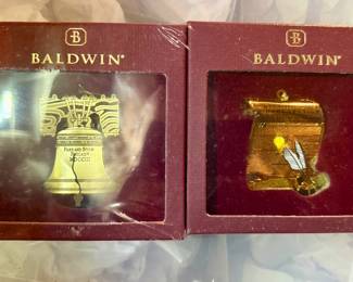 Baldwin Liberty Bell and Declaration of Independence brass ornaments