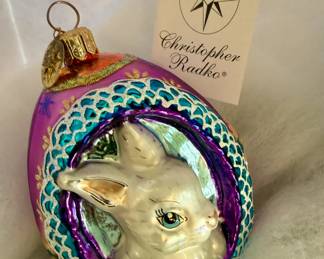 Christopher Radko "Eggspecting Anybunny" glass ornament