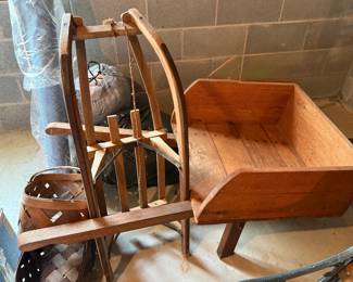 Vintage wood cart and sled