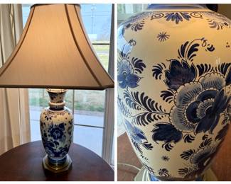 Blue and white Delftware vase lamp
