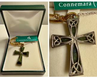 Connemara Marble Celtic Cross Pendant Necklace