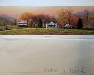 Unframed signed, dated and annotated Robert A. Tino lithographic print "Country Comfort" (#132/650)