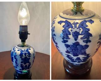 Blue and white Delftware vase lamp