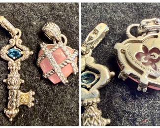 Judith Ripka Sterling Silver Heart and Key Pendants
