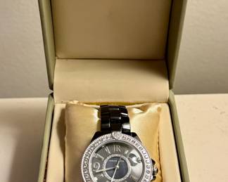 Judith Ripka Black Ceramic and Crystal Watch