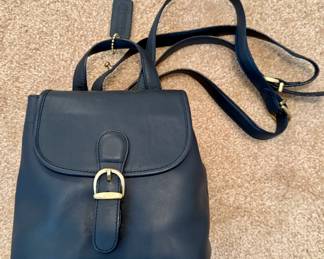 Coach small black leather backpack
