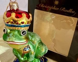 Christopher Radko "Just One Kiss" frog prince glass ornament