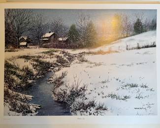 Unframed signed, dated and annotated Robert A. Tino lithographic print "Winters Ago" (AP #36/50)