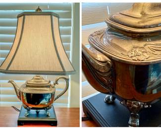 Vintage silver plated teapot base lamp