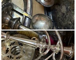 Assorted silver plate items