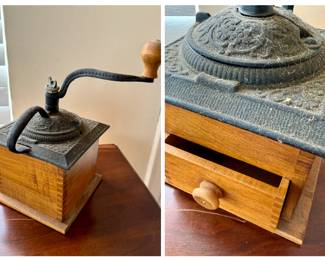 Antique hand-crank coffee grinder