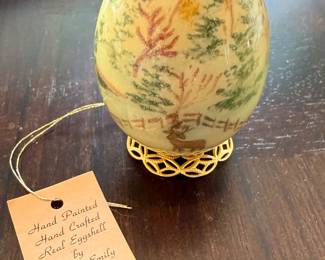 Vintage Hand Painted Holiday Hen Egg (#1245)