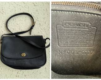 Vintage Coach Black Leather Shoulder Bag with a Turn-Lock Closure